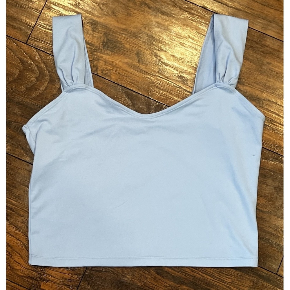 Abercrombie & Fitch Light Blue Cropped Sweetheart Neck Top Women's Size Large